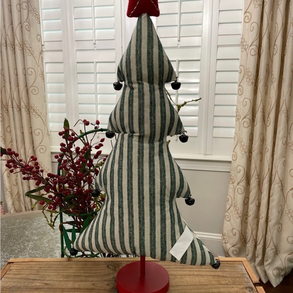 CHRISTMAS TREE GREEN STRIPED PADDED CLOTH TREE NEW - Picture 2 of 6